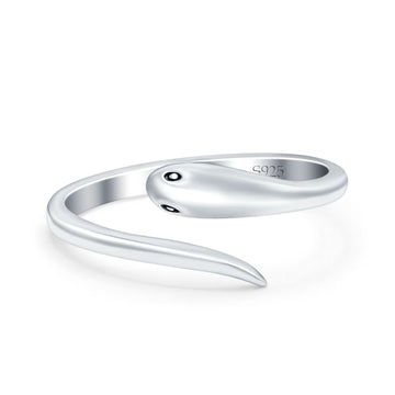 Snake Oxidized Band Solid 925 Sterling Silver Thumb Ring (8mm)